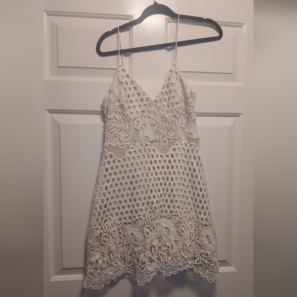 Chic Cream Lace Mini Dress
